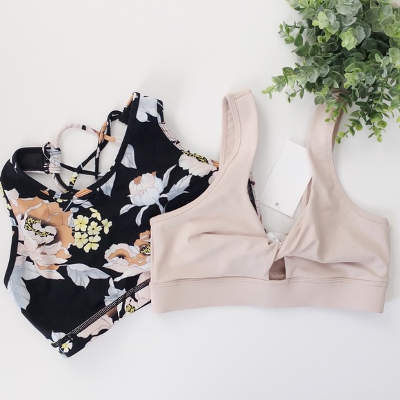 luca + grae Other - Luca + Grae Floral Blush Twist Sports Bra Bundle